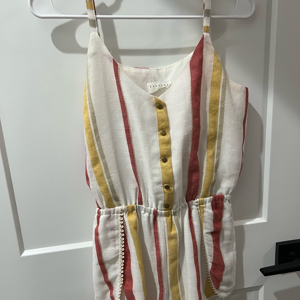 Red and Yellow Striped Sleeveless Romper